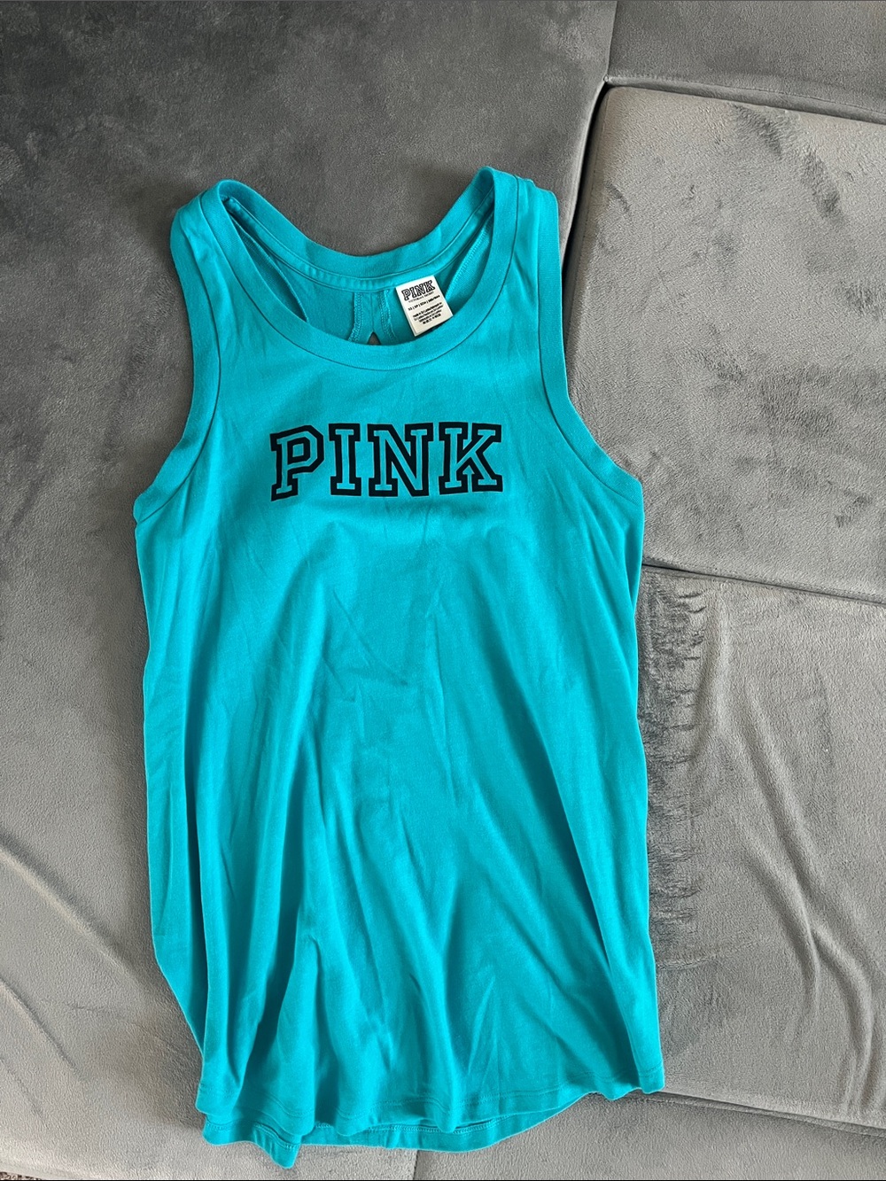 PINK Victoria's Secret Turquoise Logo Tank Top- NWOT